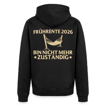 Early Retirement 2026 Deck Chair - No longer responsible - Unisex Premium Organic Zip Hoodie - black - Back - Nico (187cm)