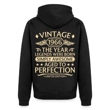 60e anniversaire Millésime Année 1966 Naissance - Veste à capuche bio Premium Unisexe - noir - Dos - Nico (187cm)