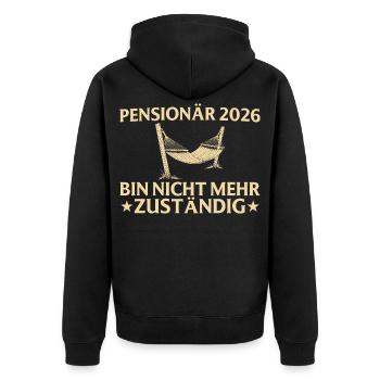 Pensioner 2026 deckchair - No longer responsible - Unisex Premium Organic Zip Hoodie - black - Back - Nico (187cm)