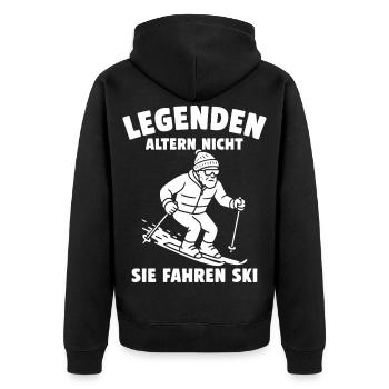 Les légendes ne vieillissent pas – elles skient - Veste à capuche bio Premium Unisexe - noir - Dos - Nico (187cm)