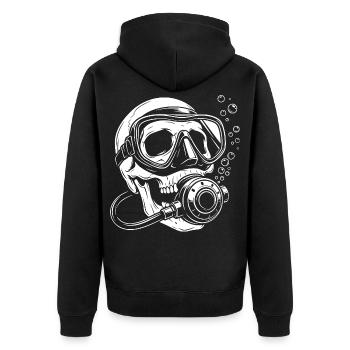 Taucher Design - Scuba Diver - Unisex Premium Organic Zip Hoodie - black - Back - Nico (187cm)