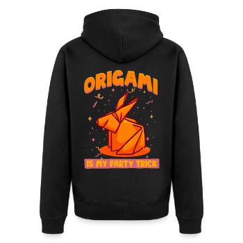 Origami Is My Party Trick - Unisex Premium Organic Zip Hoodie - black - Back - Nico (187cm)