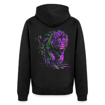 Lion Running Lion Head Colorful Predator Animal Wild - Unisex Premium Organic Zip Hoodie - black - Back - Nico (187cm)