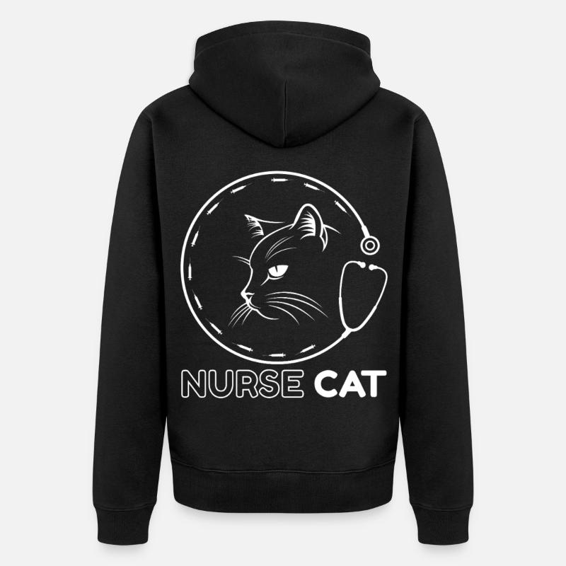Katzenkrankenschwester mit Stethoskop - Unisex Premium Bio Zip Hoodie - Schwarz