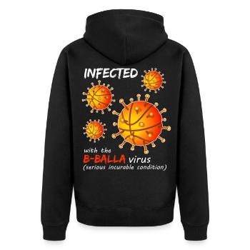 B-Balla Basketball-Virus - Unisex Premium Bio Zip Hoodie - Schwarz - Hinten - Nico (187cm)