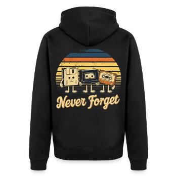 Never forget - Unisex Premium Bio Zip Hoodie - Schwarz - Hinten - Nico (187cm)