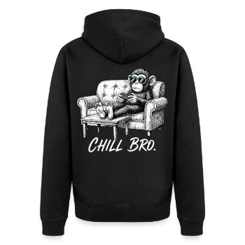 Chill Bro Monkey With Sunglasses Gamer Funny Gesch - Unisex Premium Organic Zip Hoodie - black - Back - Nico (187cm)