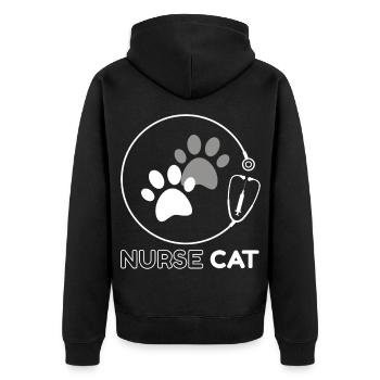 Chat Infirmier Pattes et Stéthoscope - Veste à capuche bio Premium Unisexe - noir - Dos - Nico (187cm)