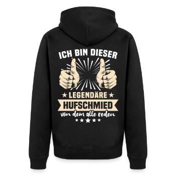Hufschmied Sprüche - Unisex Premium Bio Zip Hoodie - Schwarz - Hinten - Nico (187cm)