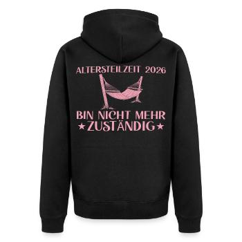 Retraite partielle 2026 - Plus responsable - Veste à capuche bio Premium Unisexe - noir - Dos - Nico (187cm)