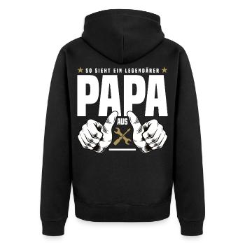 Legendärer Papa - Unisex Premium Bio Zip Hoodie - Schwarz - Hinten - Nico (187cm)