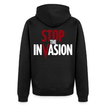 Arrêter l’invasion contre l’agression - Veste à capuche bio Premium Unisexe - noir - Dos - Nico (187cm)