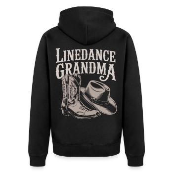 Linedance Oma Boots Hut - Unisex Premium Bio Zip Hoodie - Schwarz - Hinten - Nico (187cm)