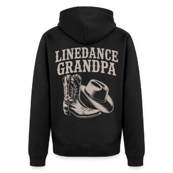 Linedance Opa Boots - Unisex Premium Bio Zip Hoodie - Schwarz - Hinten - Nico (187cm)