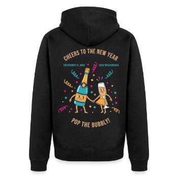 Prost auf das neue Jahr Pop The Bubbly - Unisex Premium Bio Zip Hoodie - Schwarz - Hinten - Nico (187cm)