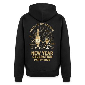 New Year Celebration Party 2026 Cheers - Unisex Premium Organic Zip Hoodie - black - Back - Nico (187cm)