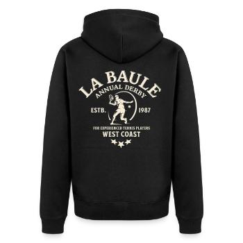 La Bale Derby Tennis Westküste - Unisex Premium Bio Zip Hoodie - Schwarz - Hinten - Nico (187cm)