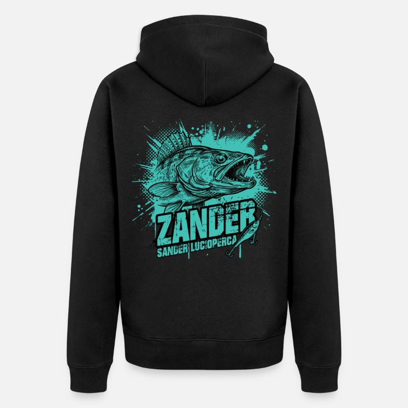 Zander Angler : Le chasseur de prédateurs - Veste à capuche bio Premium Unisexe - noir