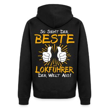 Train Driver Gift Idea - Unisex Premium Organic Zip Hoodie - black - Back - Nico (187cm)