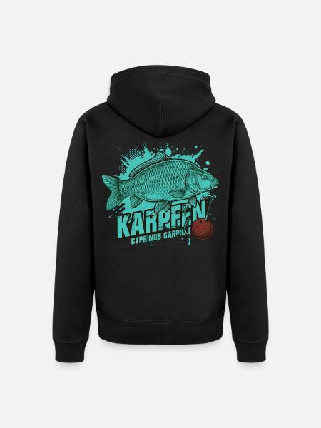 Karpfen – Der König des Sees - Unisex Premium Bio Zip Hoodie - Schwarz