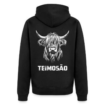 Teimosão - Bétail des Highlands écossais - Portugal - Veste à capuche bio Premium Unisexe - noir - Dos - Nico (187cm)