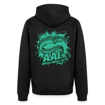 Eel – The Hunter of the Night - Unisex Premium Organic Zip Hoodie - black - Back - Nico (187cm)