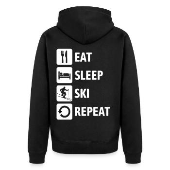 Eat Sleep Ski Repeat - Ski - Ski - Unisex Premium Organic Zip Hoodie - black - Back - Nico (187cm)