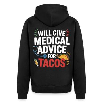 Medizinischer Rat für Tacos - Unisex Premium Bio Zip Hoodie - Schwarz - Hinten - Nico (187cm)