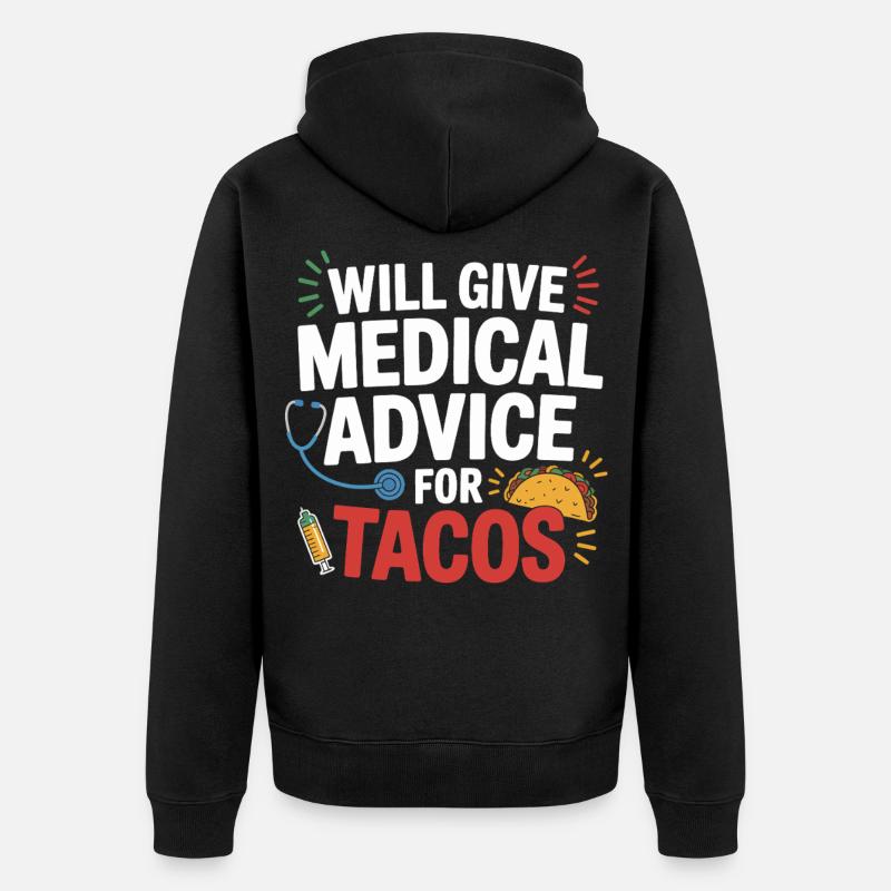 Conseils médicaux pour les tacos - Veste à capuche bio Premium Unisexe - noir