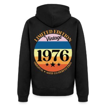 1976 Anniversaire Vintage Cadeau d'Anniversaire 76 - Veste à capuche bio Premium Unisexe - noir - Dos - Nico (187cm)