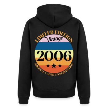 2006 Vintage Birthday Gift - Unisex Premium Organic Zip Hoodie - black - Back - Nico (187cm)