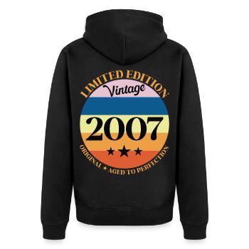 2007 Anniversaire Vintage Cadeau d'Anniversaire - Veste à capuche bio Premium Unisexe - noir - Dos - Nico (187cm)