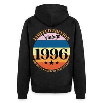 1996 Vintage Birthday Gift 96 Birthday - Unisex Premium Organic Zip Hoodie - black - Back - Nico (187cm)