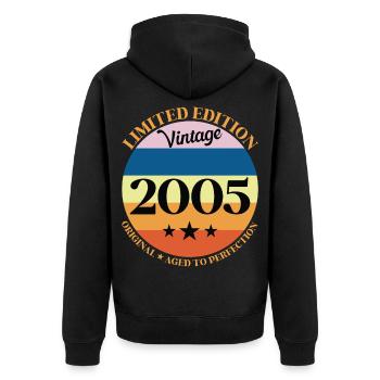 2005 Anniversaire Vintage Cadeau d'Anniversaire - Veste à capuche bio Premium Unisexe - noir - Dos - Nico (187cm)