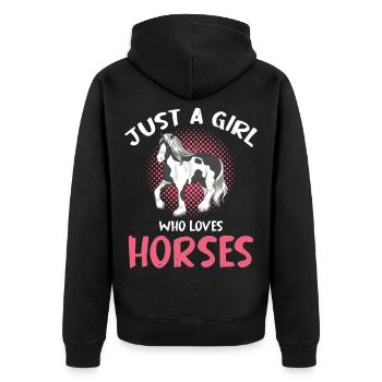 Motif La fille aime les chevaux - Veste à capuche bio Premium Unisexe - noir - Dos - Nico (187cm)