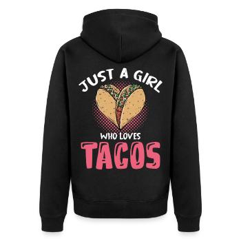 Juste une fille qui adore les tacos - Veste à capuche bio Premium Unisexe - noir - Dos - Nico (187cm)