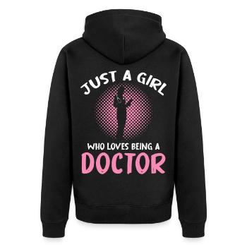 Only one girl loves being a doctor - Unisex Premium Organic Zip Hoodie - black - Back - Nico (187cm)