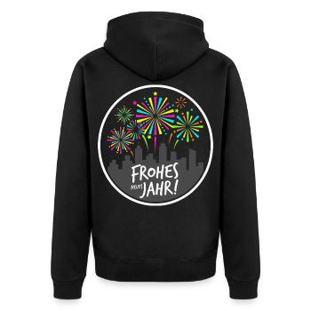 Frohes Neues Jahr 2026 Lustiges Silvester Geschenk - Unisex Premium Bio Zip Hoodie - Schwarz - Hinten - Nico (187cm)