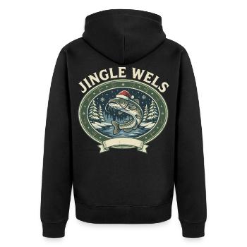 Waller Angeln Weihnachten - Das Lustige Geschenk! - Unisex Premium Bio Zip Hoodie - Schwarz - Hinten - Nico (187cm)