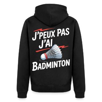Das geht nicht, ich spiele Badminton. - Unisex Premium Bio Zip Hoodie - Schwarz - Hinten - Nico (187cm)