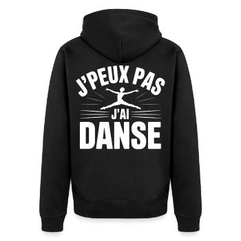 Ich kann nicht, ich habe Tanz - Unisex Premium Bio Zip Hoodie - Schwarz - Hinten - Nico (187cm)