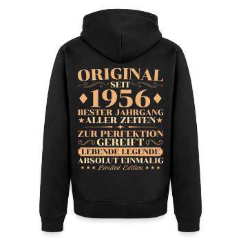 Anniversaire original de 1956 : 70 ans - Veste à capuche bio Premium Unisexe - noir - Dos - Nico (187cm)