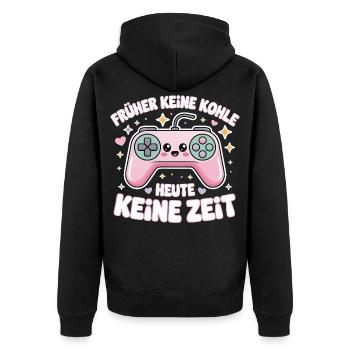 Motif de slogan rétro GamePad Design - Veste à capuche bio Premium Unisexe - noir - Dos - Nico (187cm)
