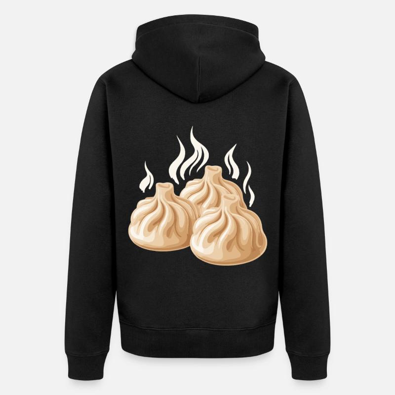 Dampfende Dumpling-Design - Unisex Premium Bio Zip Hoodie - Schwarz