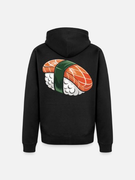 Nigiri Sushi with Green Ribbon - Unisex Premium Organic Zip Hoodie - black