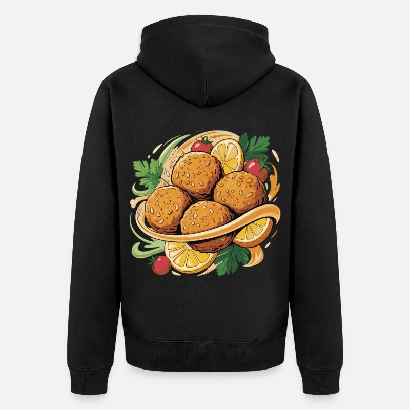 Croquettes croustillantes avec une note d’agrumes - Veste à capuche bio Premium Unisexe - noir