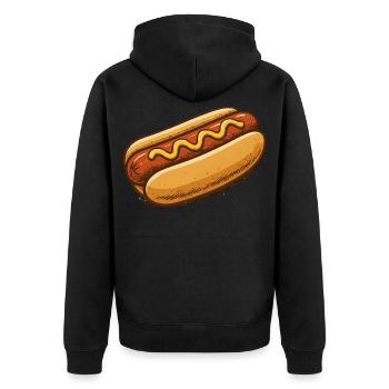 Hotdog Cartoon Illustration - Unisex Premium Bio Zip Hoodie - Schwarz - Hinten - Nico (187cm)