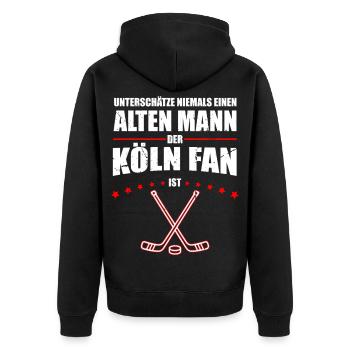 Alter Mann - Köln Eishockey Fan | Retro Vintage - Unisex Premium Organic Zip Hoodie - black - Back - Nico (187cm)