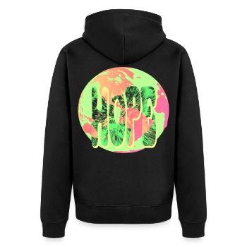 Hope Neon Tie-Dye Circular - Unisex Premium Bio Zip Hoodie - Schwarz - Hinten - Nico (187cm)