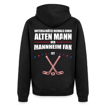 Alter Mann - Mannheim Eishockey Fan | Retro - Unisex Premium Organic Zip Hoodie - black - Back - Nico (187cm)
